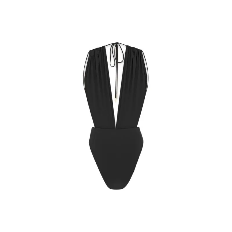 SAINT LAURENT Backless V Halter Swimsuit-1