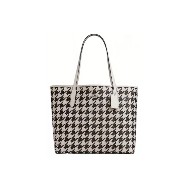 COACH City Coated Canvas With Leather Tote Bag Shopping Bag Handbag Shoulder Bag Large Size Women's Yellow & Black-0