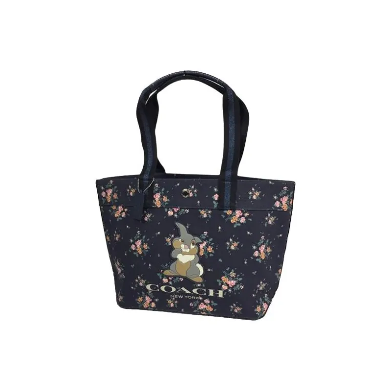 COACH Disney Sump Bunny Collaboration Eco Friendly Material Canvas Tote Bag Shopping Bag Shoulder Bags Women's Black-5