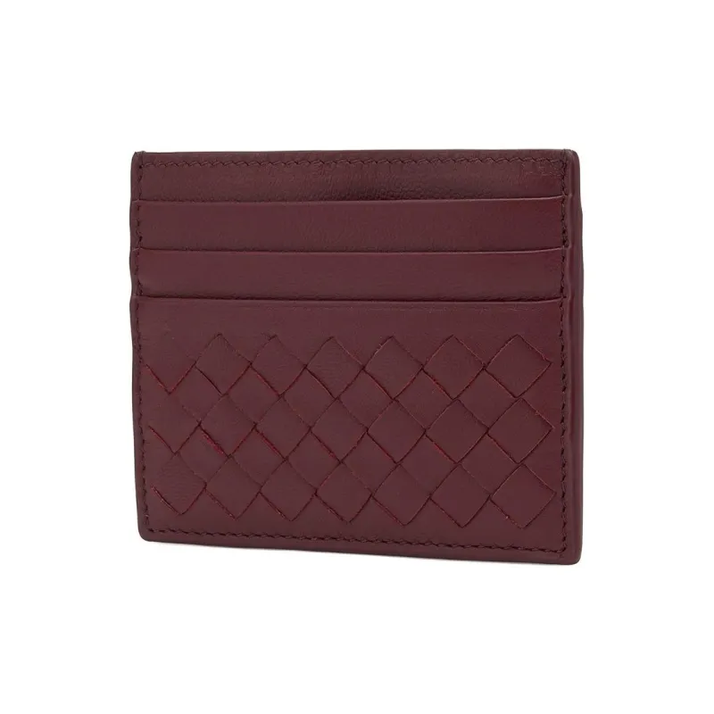 Bottega Veneta Leather Card Holder Women's Burgundy-2