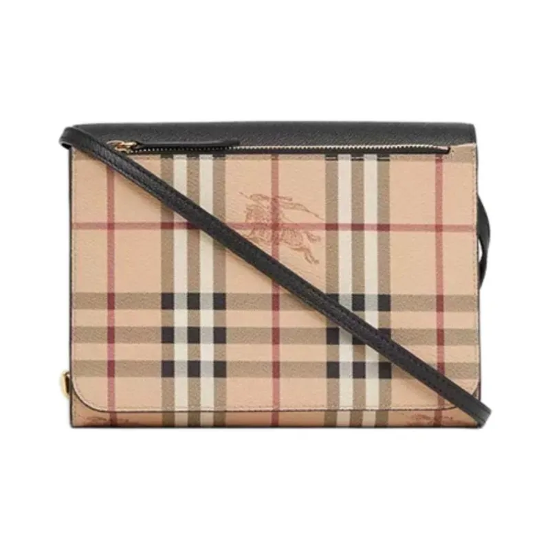 Burberry Vintage Canvas With Leather Shoulder Bag, Crossbody Bag Women's Black-3