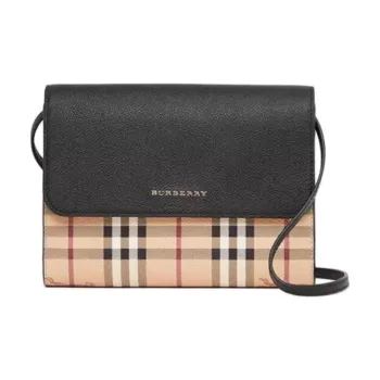 Burberry Vintage Canvas With Leather Shoulder Bag, Crossbody Bag Women's Black