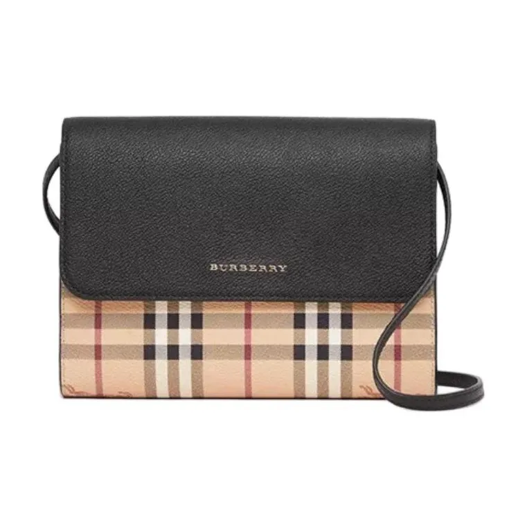 Burberry Vintage Canvas With Leather Shoulder Bag, Crossbody Bag Women's Black-0