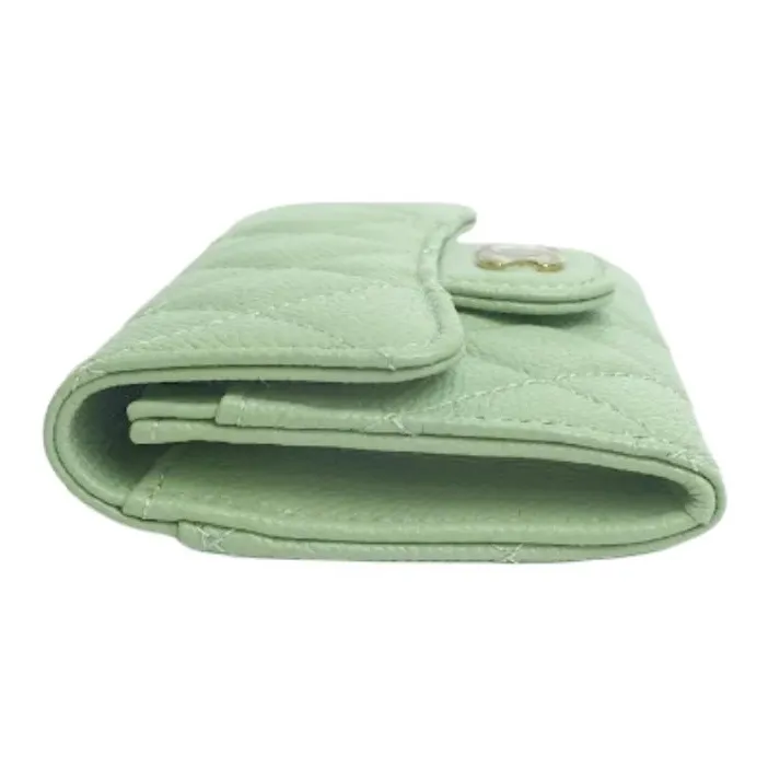 CHANEL Grain Caviar Calfskin Coin Purse, Card Holder Women's Green-2