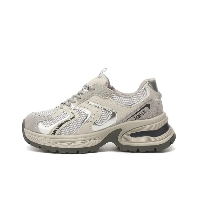 Jin Baichuan Breathable Lightweight Height Increasing Mid-Top Chunky Sneakers Women's-0