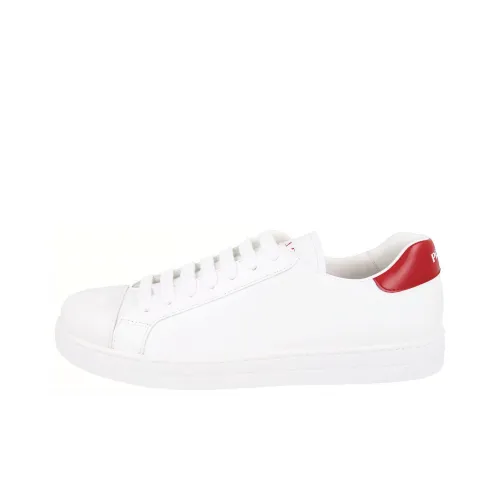 PRADA Skateboard Shoes Men Low-Top White/Red