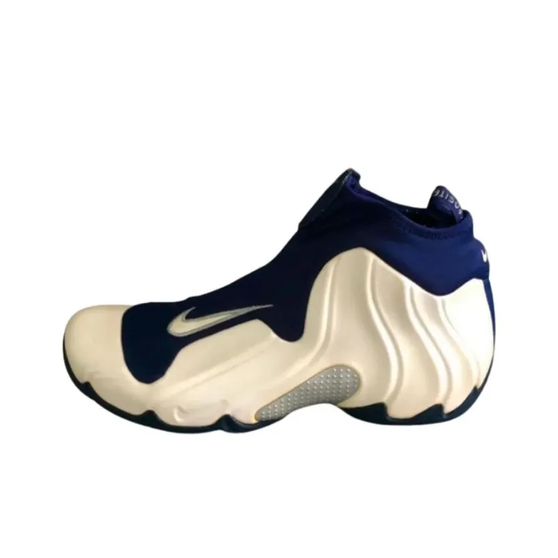 Nike Flightposite Air Slip Resistant Mid Top Vintage Basketball Shoes Men's Beige Blue-0