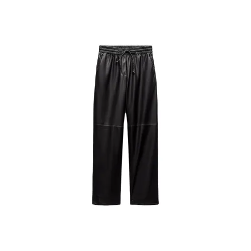 ZARA Leather Pants Women's Black