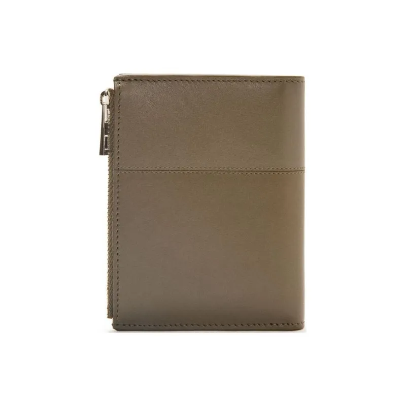 LOEWE Bright Calfskin Wallet Men's Dark Khaki Green & Khaki Green-1
