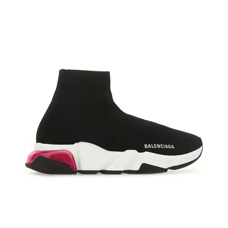 Balenciaga Speed Trainer Clear Sole Black Red Women's-1