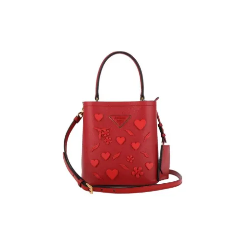 PRADA Cow Leather Shoulder Bag Crossbody Bag Handbag Women's Red