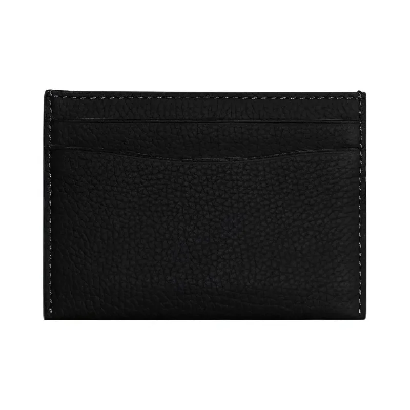COACH Card Case Grained Leather Card Holder Women's Black-2