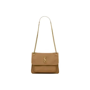 SAINT LAURENT Niki Lambskin Portable Crossbody Bag, Shoulder Bag Women's Brown