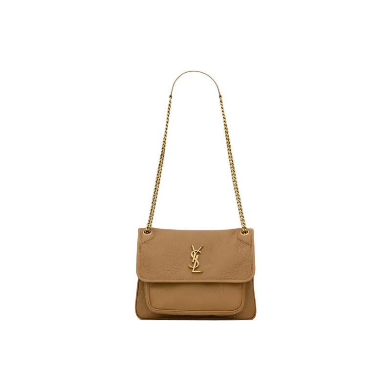 SAINT LAURENT Niki Lambskin Portable Crossbody Bag, Shoulder Bag Women's Brown-0