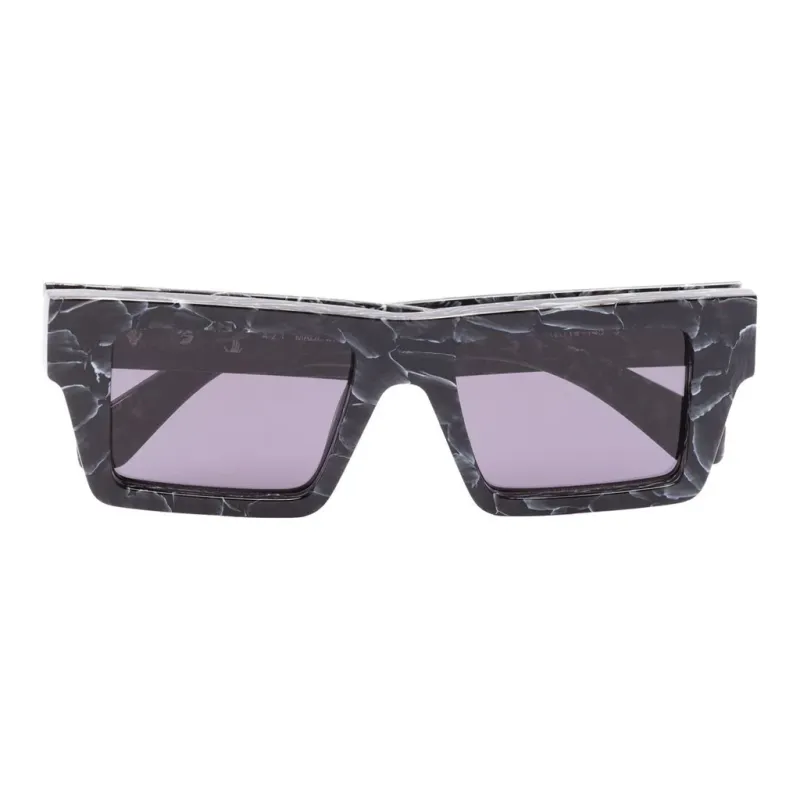 OFF-WHITE Acetate Acrylic Irregular Shape Sunglasses Men's Black-1