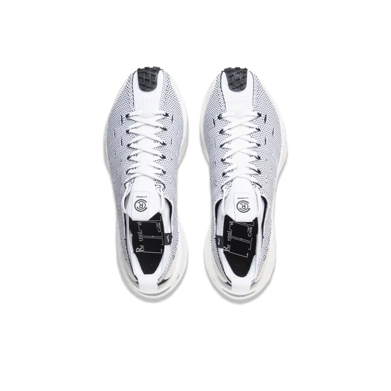 LiNing Cushioning Wear Resistant Low Top Running Shoes Unisex White Black-2