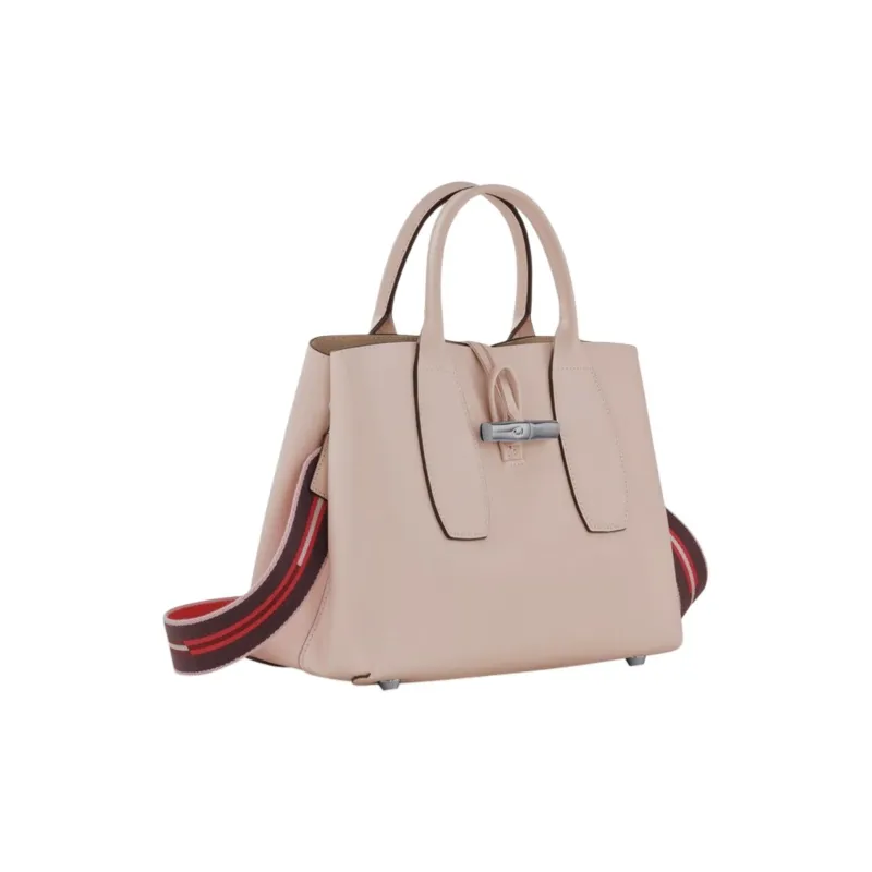 LONGCHAMP Roseau Cow Leather Big Bag Shoulder Bag Crossbody Bag Handbag Medium Size Women's Light Pink-1