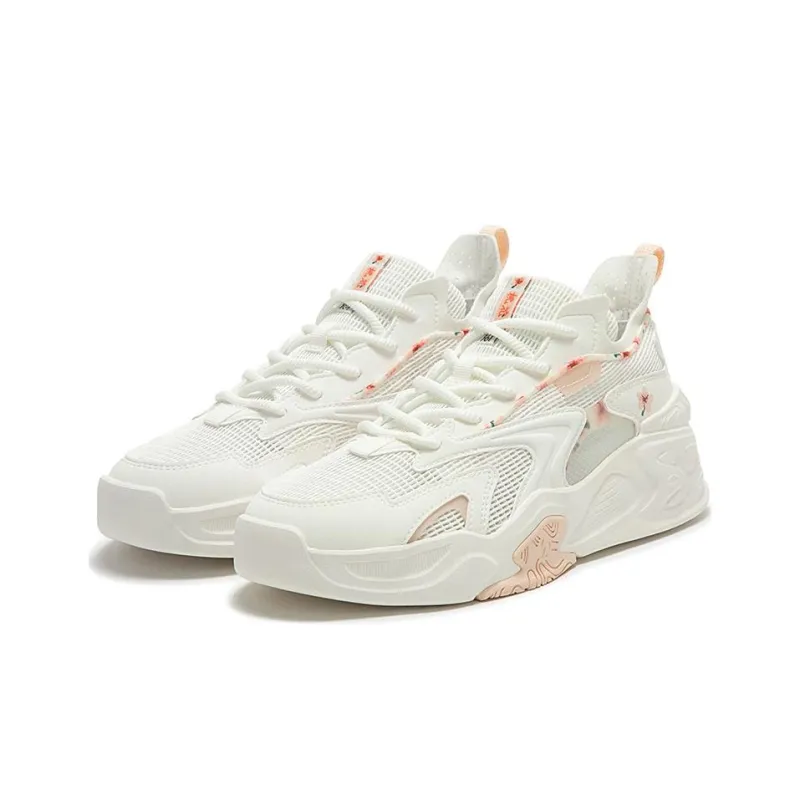 361° Peach Blossom Charm Cushioning Anti Slip And Wear Resistant Low Top Casual Shoes Women's White Pink-1