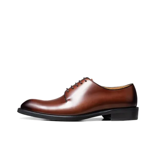 THOM WILLS Dress Shoes Men Low-Top Red Brown