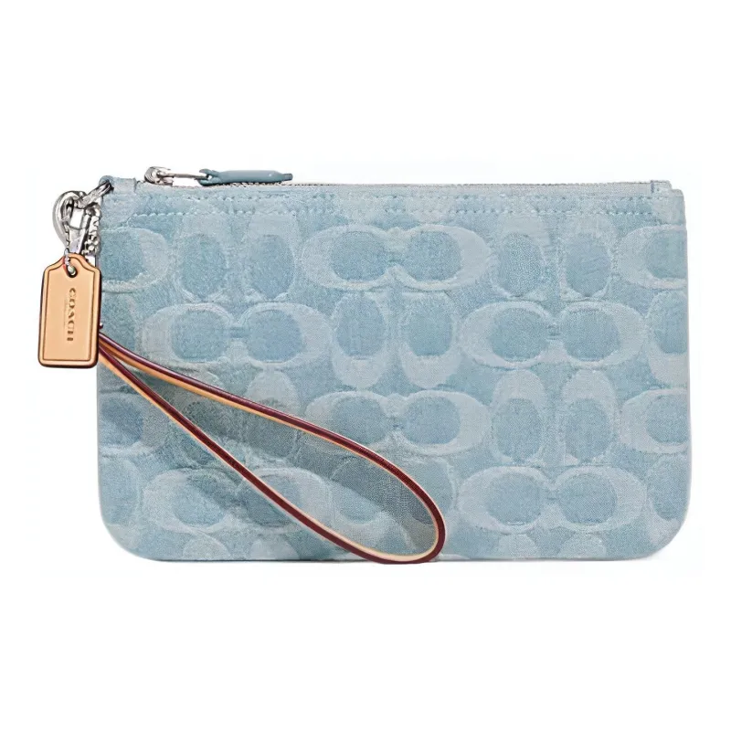 COACH Tech Wallet Fabric Wrist Bag Clutch Trumpets Women's Blue-0