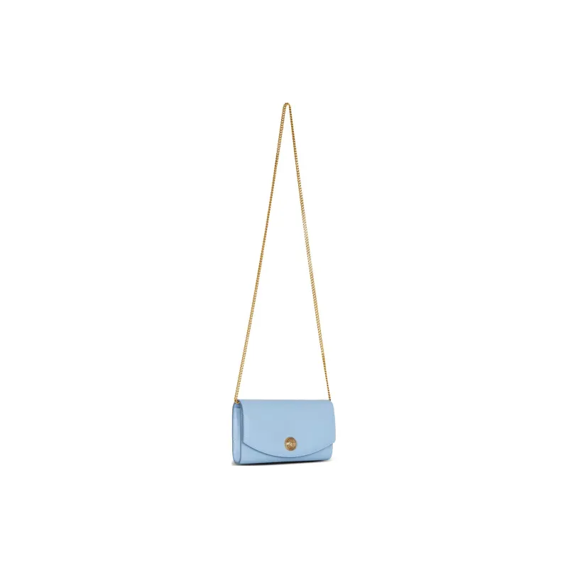 BALMAIN Grained Cow Leather Clutch Women's Blue-1