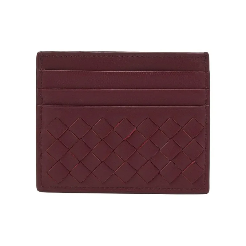 Bottega Veneta Leather Card Holder Women's Burgundy-1