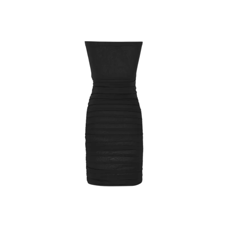 SAINT LAURENT Ruched Strapless Dress In Knit Sleeveless Dress Women's Black-1