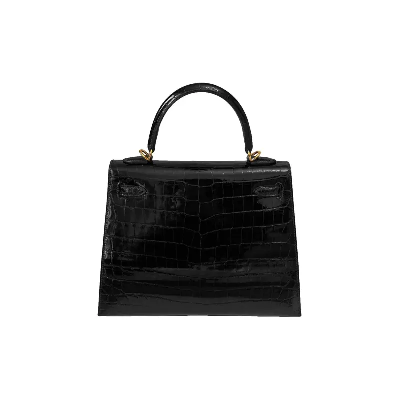 HERMES Kelly Polished Crocodile Leather Kelly Bag Handbag Women's 78 Bleu Marine Deep Sea Blue-3