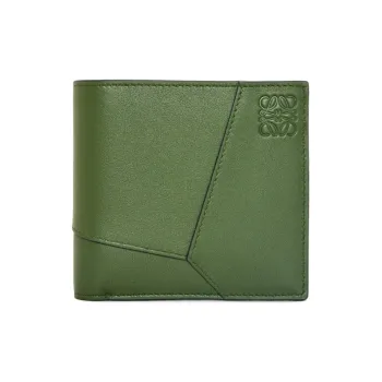 LOEWE Puzzle Calfskin Coin Purses Wallets Men's Hunter Green