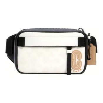 COACH Cow Leather Artificial Leather Crossbody Bags Fanny Pack Sling Bags Regular Men's White & Black