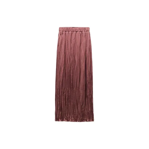 ZARA Casual Long Skirts Women's Burgundy