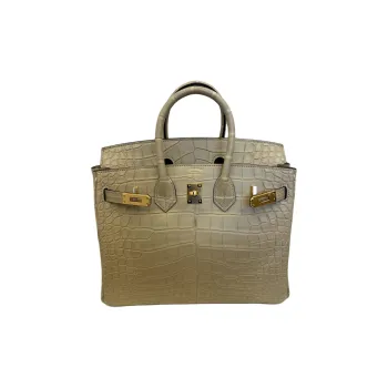 HERMES Birkin Crocodile Leather Handbag Women's S2 Trench Trench Coat Beige
