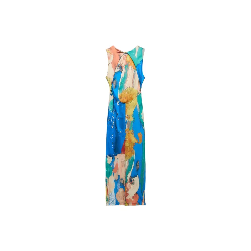 ZARA Sleeveless Dress Women's Blue-1