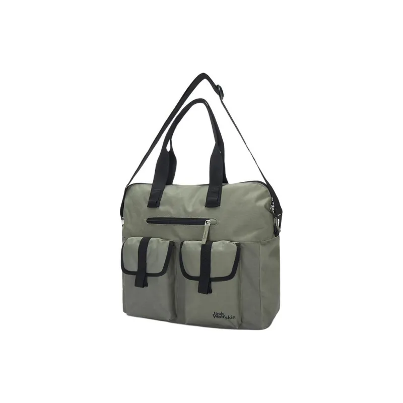 Jack Wolfskin Polyester Shoulder Bag, Handbag Regular Unisex Gray Olive-1