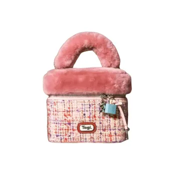 Tagi. Nylon Shoulder Bag, Crossbody Bag, Handbag Medium Size Women's Woven Berry