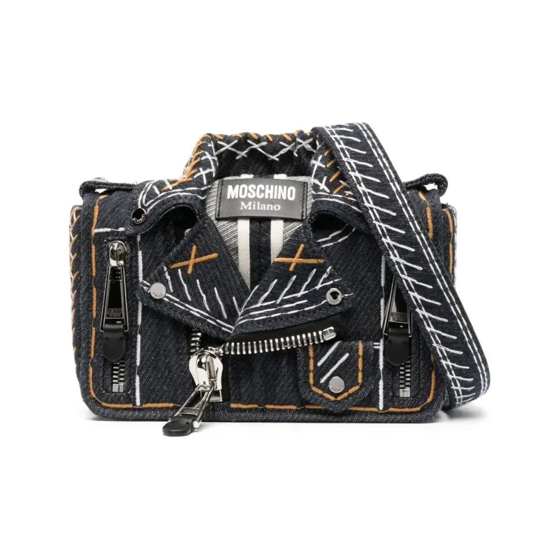 MOSCHINO Denim Crossbody Bag Shoulder Bag Women's Prussian Blue-0