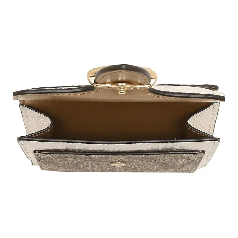COACH Georgie Leather Coin Purse Handheld Wallet Regular Women's Light Brown & White-5
