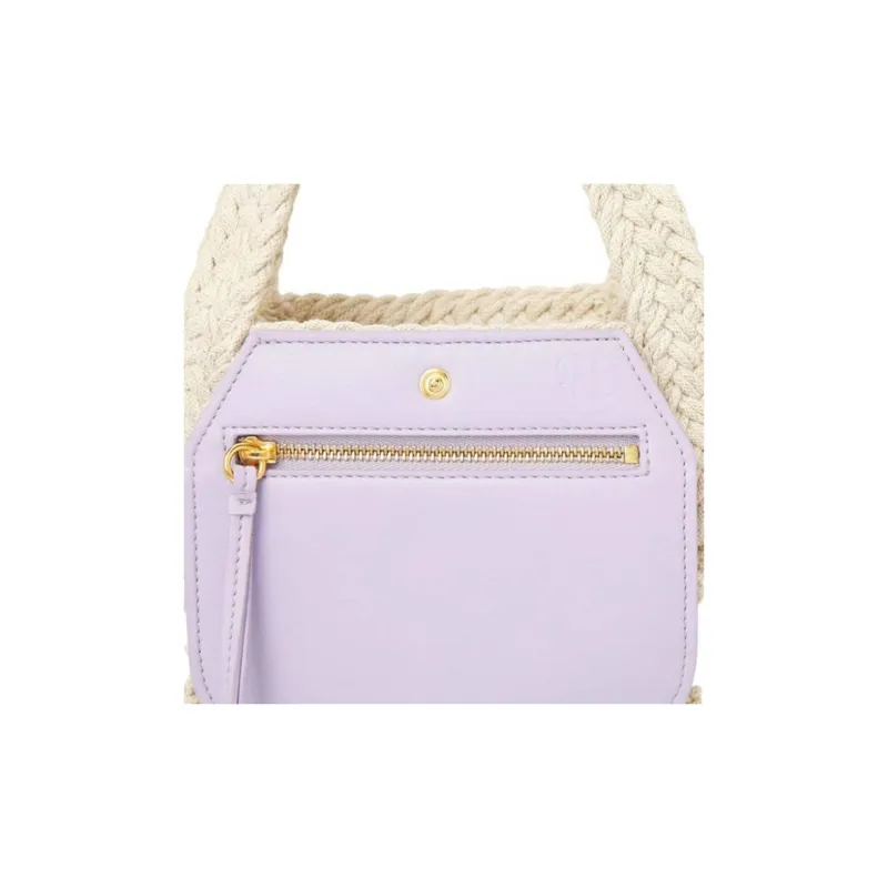NANUSHKA Cotton Tote Bag Shopping Bag Handbag Mini Women's Natural Blend Light Purple-5