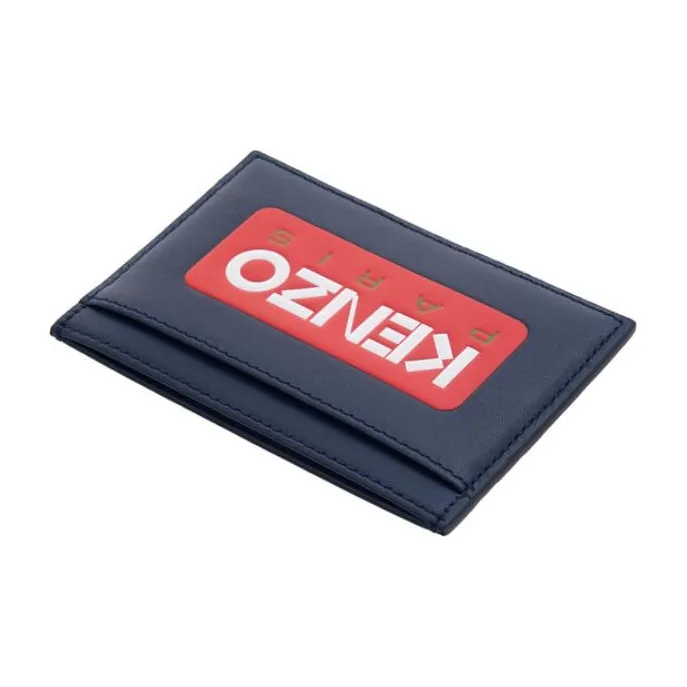 KENZO Cow Leather Card Holder Unisex Blue-2