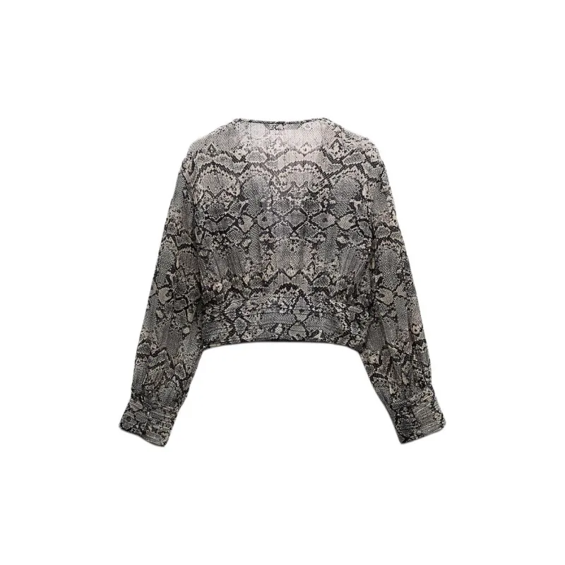 ZARA Crop Tops Women's Gray-1