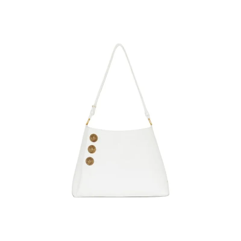 BALMAIN Grain Calfskin Portable Crossbody Bag, Shoulder Bag Women's White-0