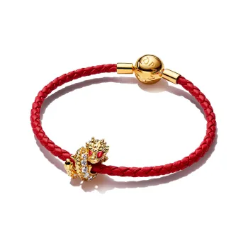 Pandora 925 Sterling Silver Gold Plated Copper Silver Alloy Bracelets Women's Red