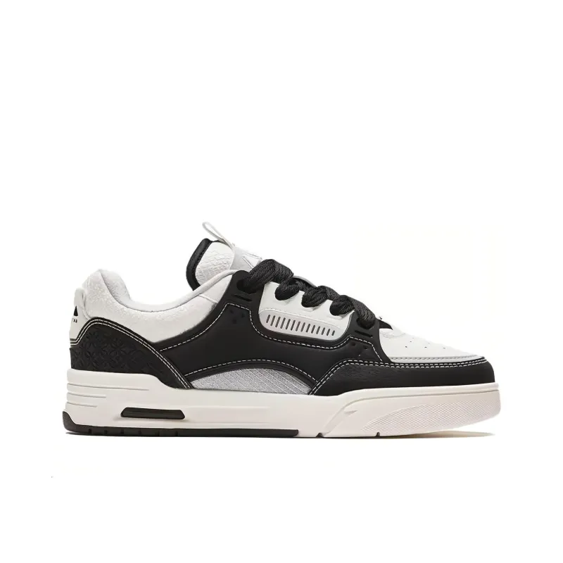 Anta AOJIE Anti Slip And Wear Resistant Lightweight Low Top Skateboard Shoes Women's Black White-1