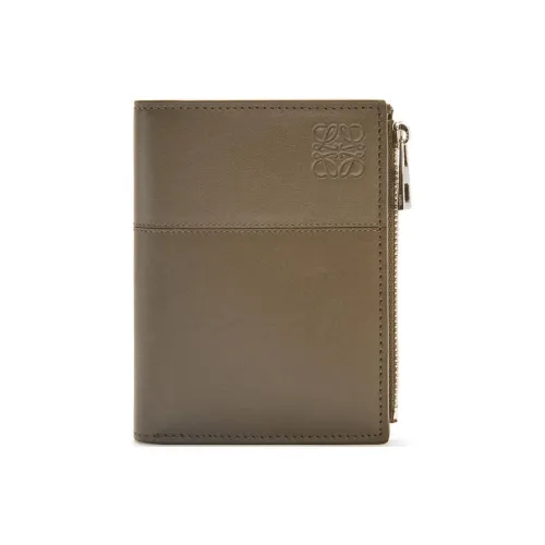 LOEWE Bright Calfskin Wallet Men's Dark Khaki Green & Khaki Green