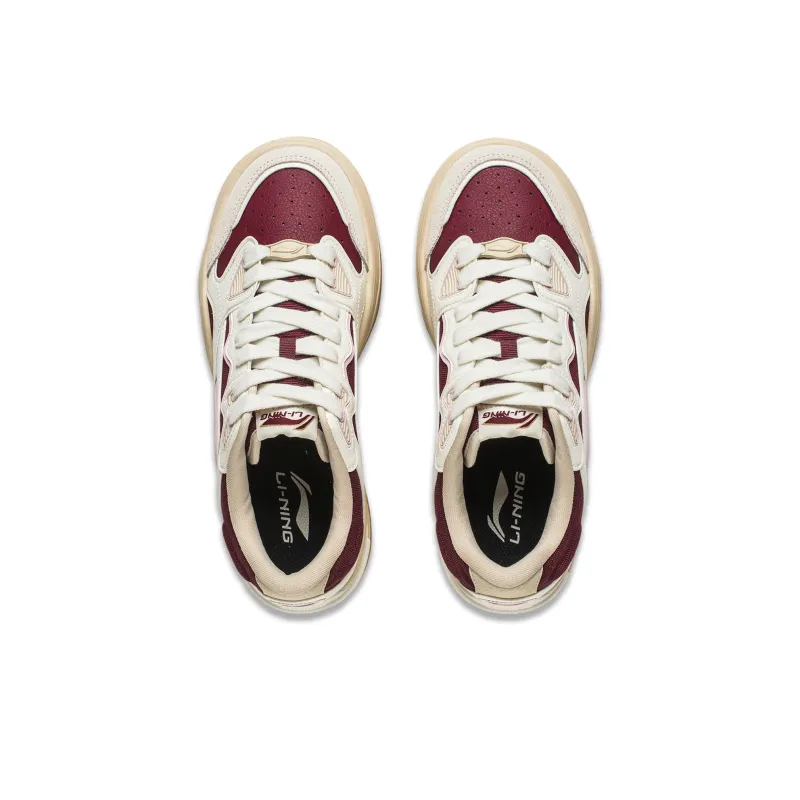 LiNing Future Flow Slip-Resistant Cushioning Wear-Resistant Support Low-Top Skateboard Shoes Women's Red White-3