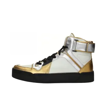 GUCCI Stylish Skateboarding Shoes Women's White Gold