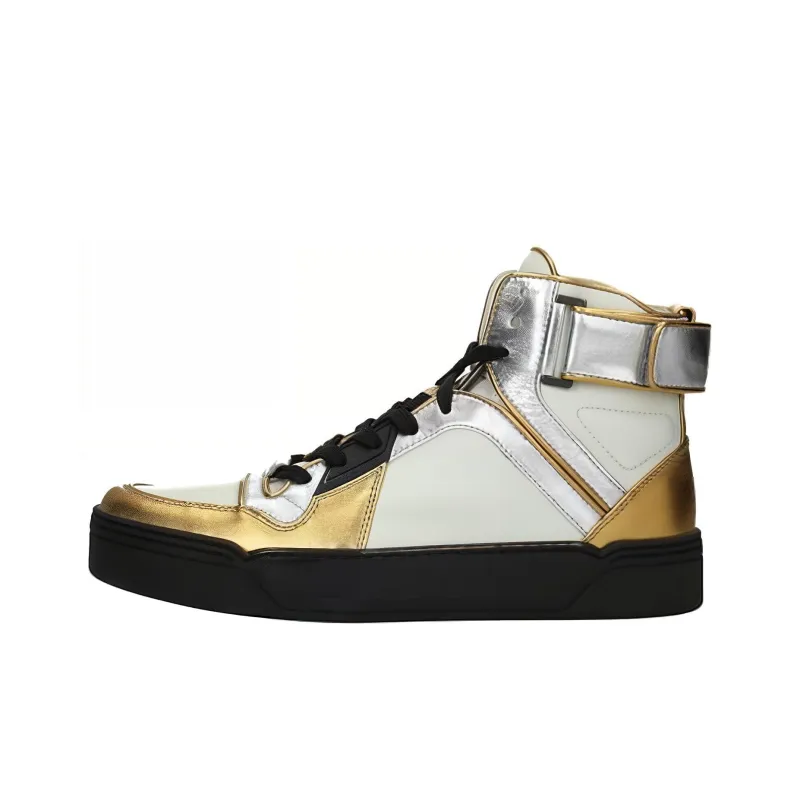 GUCCI Stylish Skateboarding Shoes Women's White Gold-0