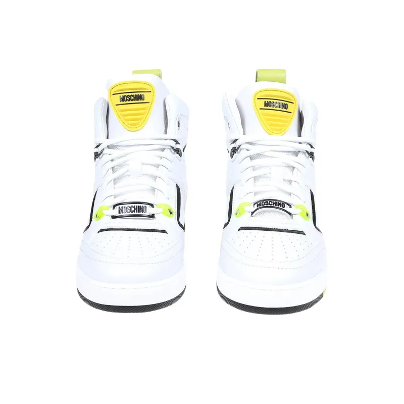 MOSCHINO High Top Stylish Skateboarding Shoes Men's White-2