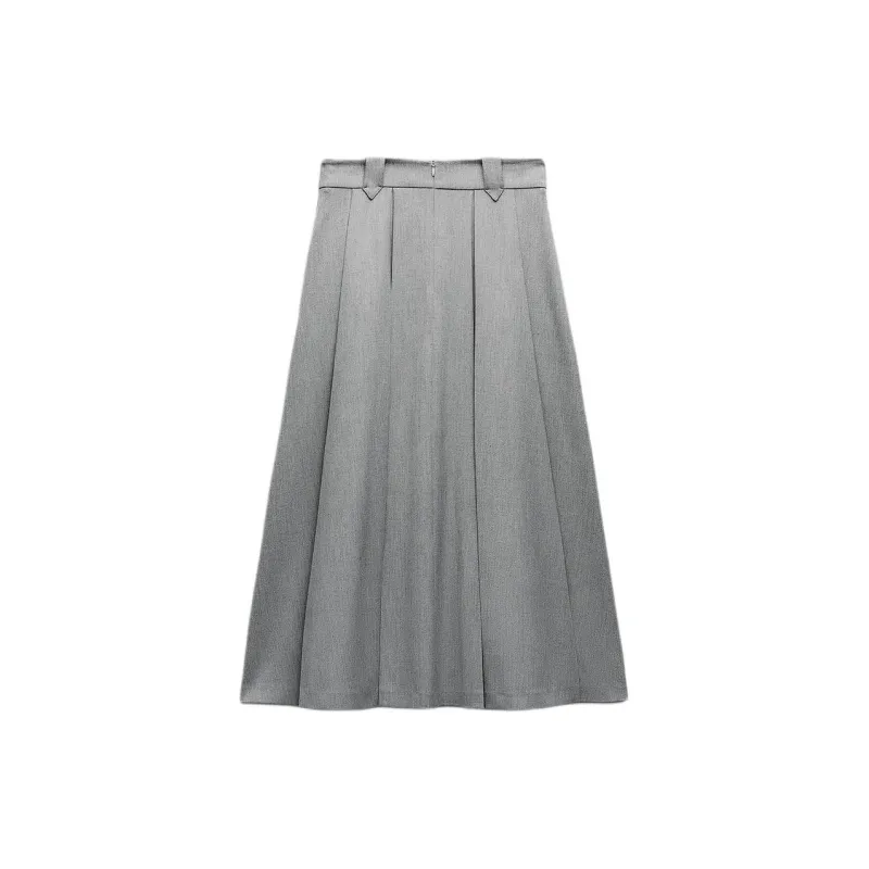 ZARA Casual Long Skirts Women's Gray-1