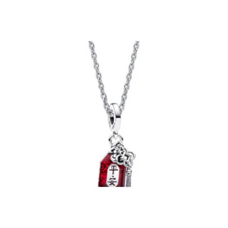 Pandora 925 Sterling Silver Gold Plated Copper Silver Alloy Glass Necklaces Women's Red-1